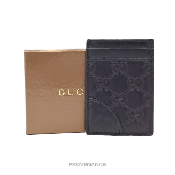 🔴 Gucci Card Holder Wallet - Black Guccissima Leather - Picture 1 of 6